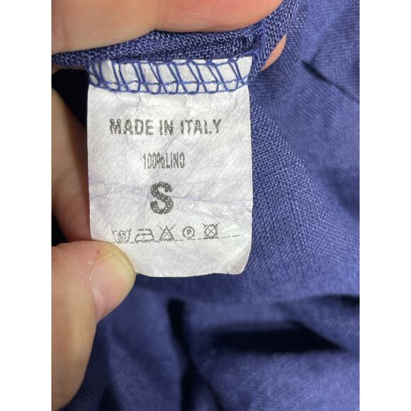 Lands Downunder Italy Linen Dress Small Blue Side Tie Lagenlook Boho Minimalist - Picture 9 of 9